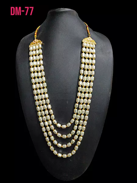 Traditional off white Tumblr beads, four layer Dulha Mala