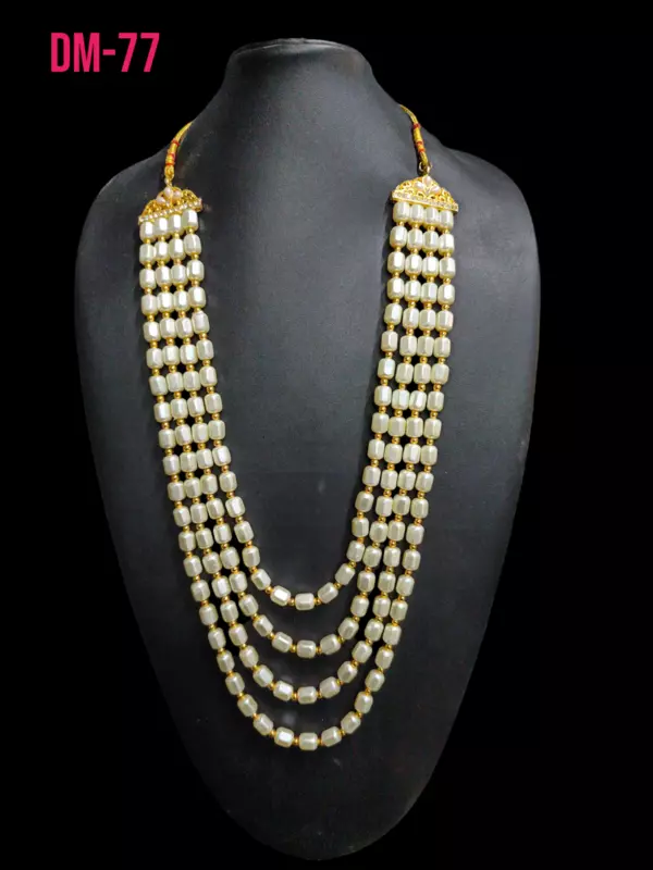 Traditional off white Tumblr beads, four layer Dulha Mala
