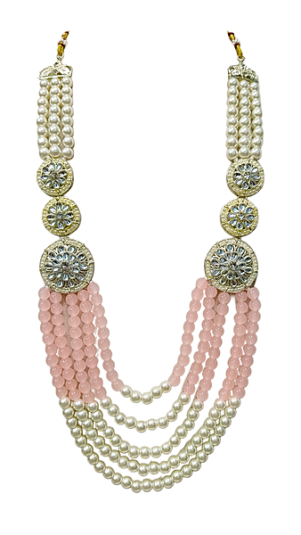 Traditional Dulha Moti Mala, Five layer, Dm-171_Peach