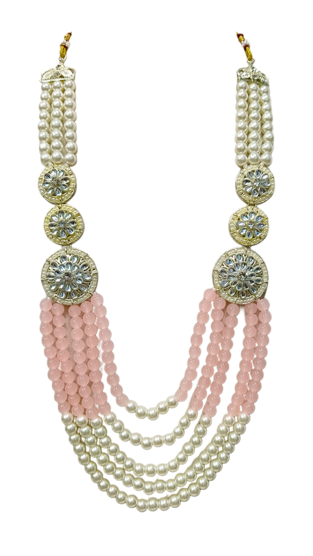 Traditional Dulha Moti Mala, Five layer, Dm-171_Peach