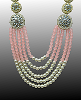 Traditional Dulha Moti Mala, Five layer, Dm-171_Peach