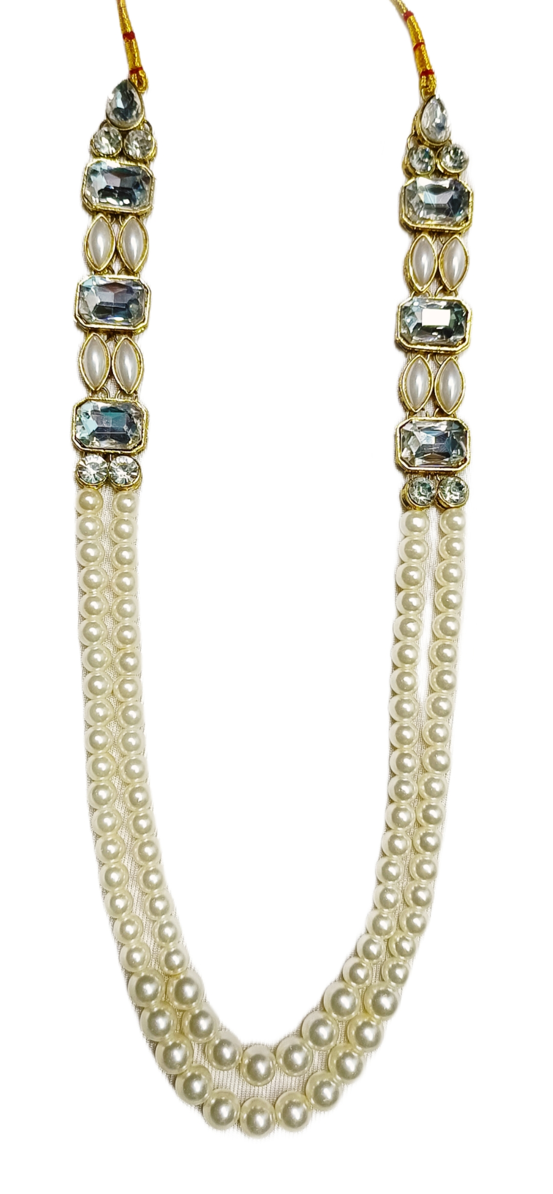 Two layer Antique gold Pearl necklace, Dm-23_Cream